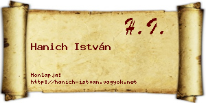 Hanich István névjegykártya